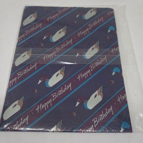 Vintage American Greetings Happy Birthday Ducks Gift Wrap Sheet-Fathers Day-NEW - Picture 2 of 6